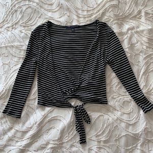 Striped tie crop top